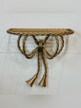 Vintage Hollywood Regency Gold Rope Tassel Wall Shelf great condition